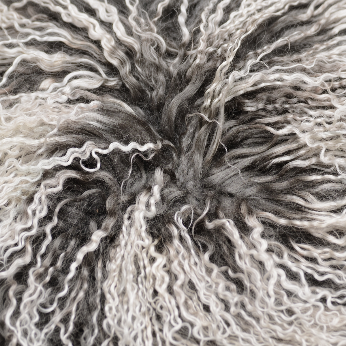 Frosted grey Mongolian/Tibetan Lamb Fur Sheepskin Plate - 2' × 2'