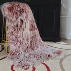 Mongolian/Tibetan Lamb Fur Sheepskin Plate – 2' × 4' - Frosted Mocha