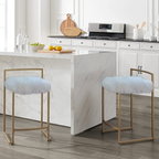 Tibetan Mongolian Lamb White Fur Counter Stool