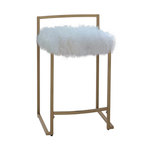 Tibetan Mongolian Lamb White Fur Counter Stool