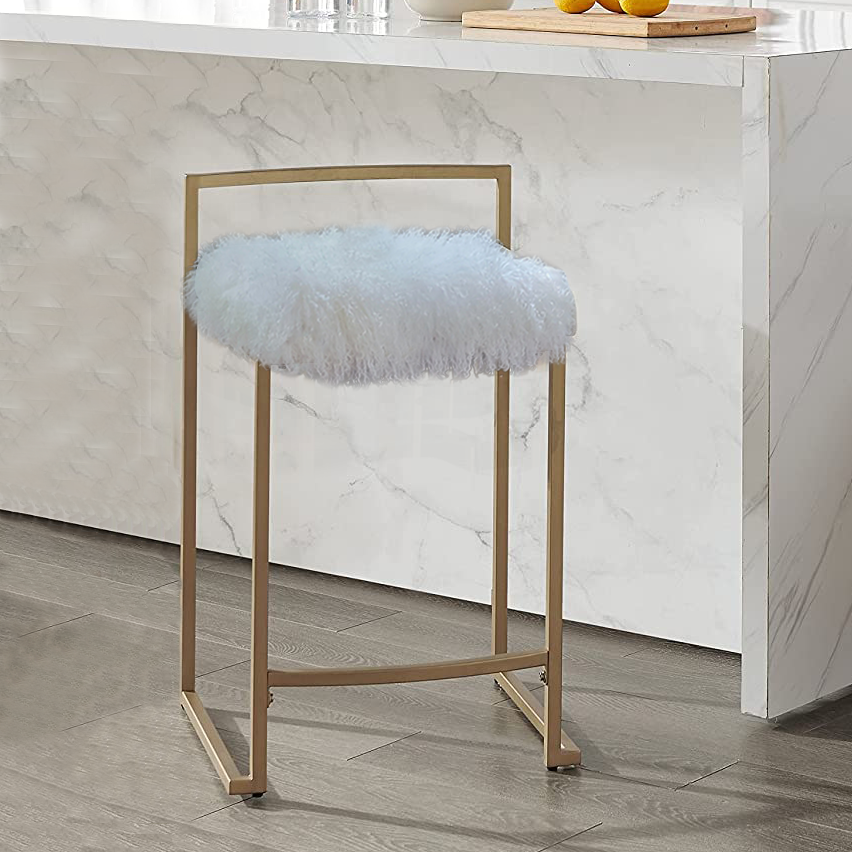 Tibetan Mongolian Lamb Fur Sheepskin Barstool