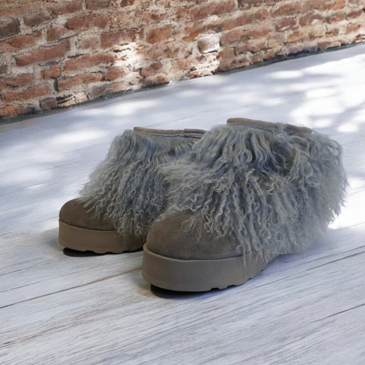 Genuine Mongolian Lamb Fur Sheepskin grey
