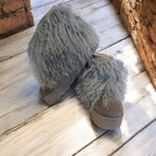 Genuine Mongolian Lamb Fur Sheepskin grey