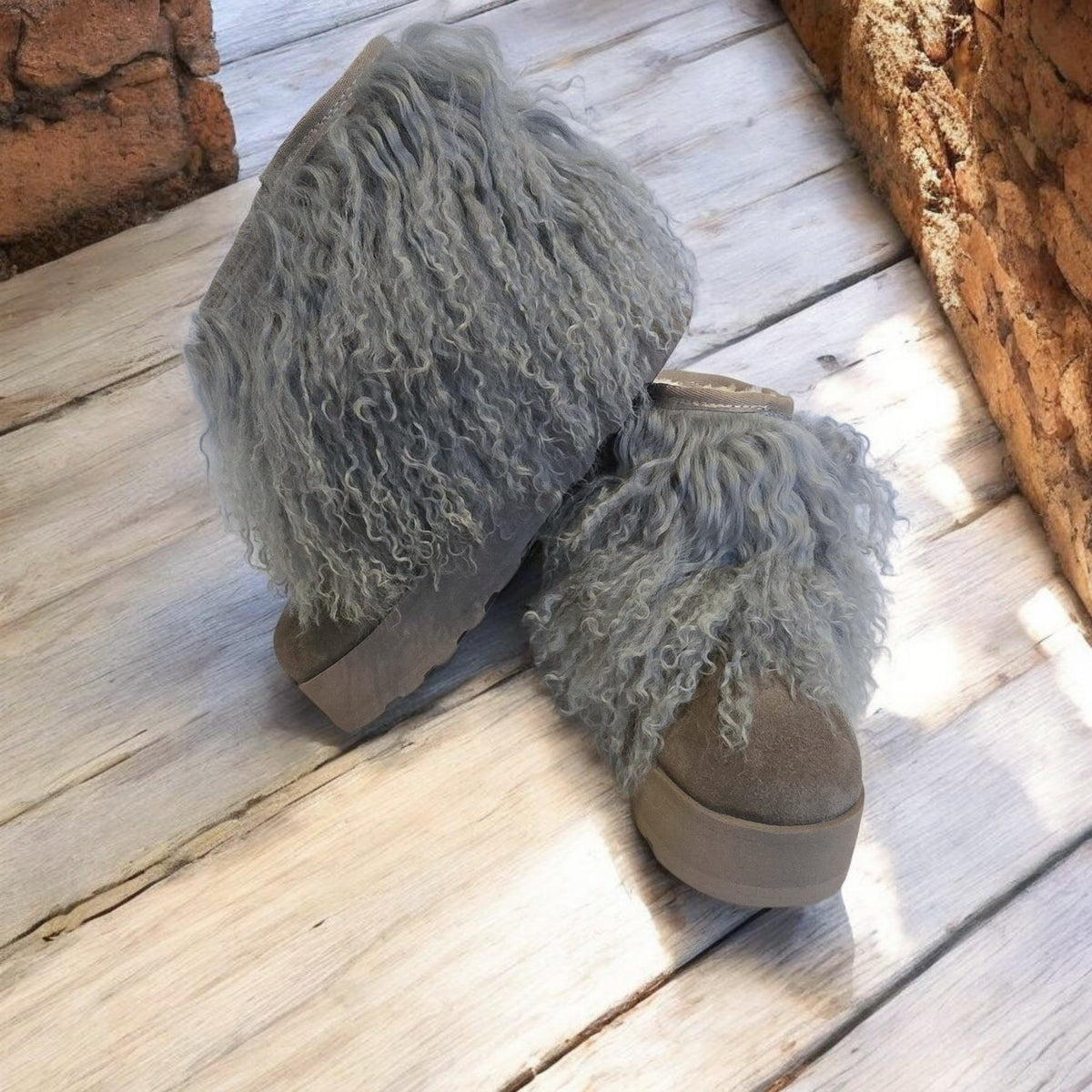 Genuine Mongolian Lamb Fur Sheepskin grey