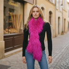 Tibetan Mongolian Lamb Fur Boa Scarf — Magenta