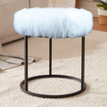 Tibetan Mongolian Lamb White Fur Stool Black Base