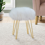 Mongolian Lamb White Fur Modern Dressing Stool