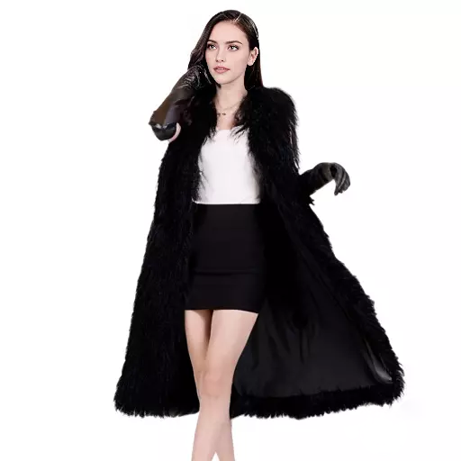 36" Tibetan Mongolian Lamb Fur Vest — Black