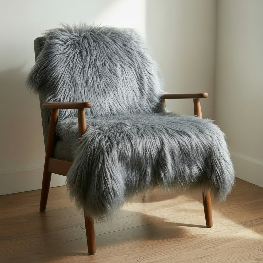 Long Straight Goat Pelt — Grey
