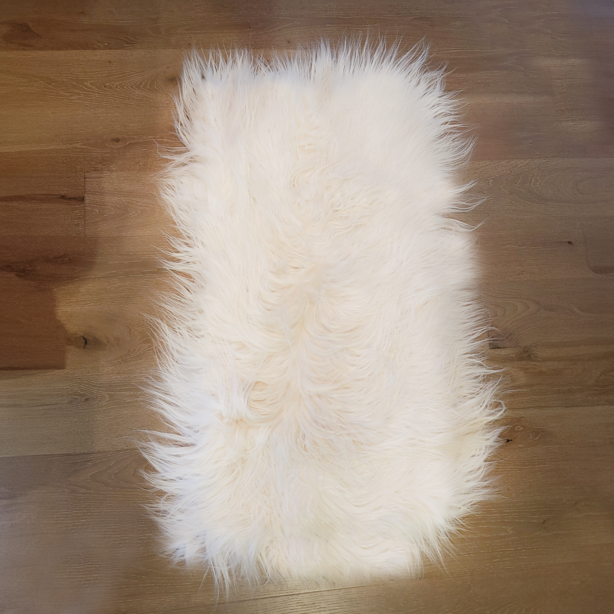Long Straight Goat Fur Plate — White
