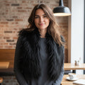 22" Long Hair Goat Fur Vest Black (V14VGB)