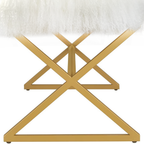 Tibetan Mongolian Lamb White Fur X Frame Gold Bench