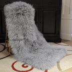 Mongolian/Tibetan Lamb Fur Sheepskin Plate – 2' × 4' - Grey
