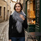 Tibetan Mongolian Lamb Fur Boa Scarf — Grey
