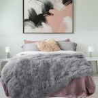 Tibetan Lamb Fur Blanket Set Many Colors