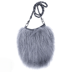 Tibetan Mongolian Lamb Fur Crossbody Bag — Grey