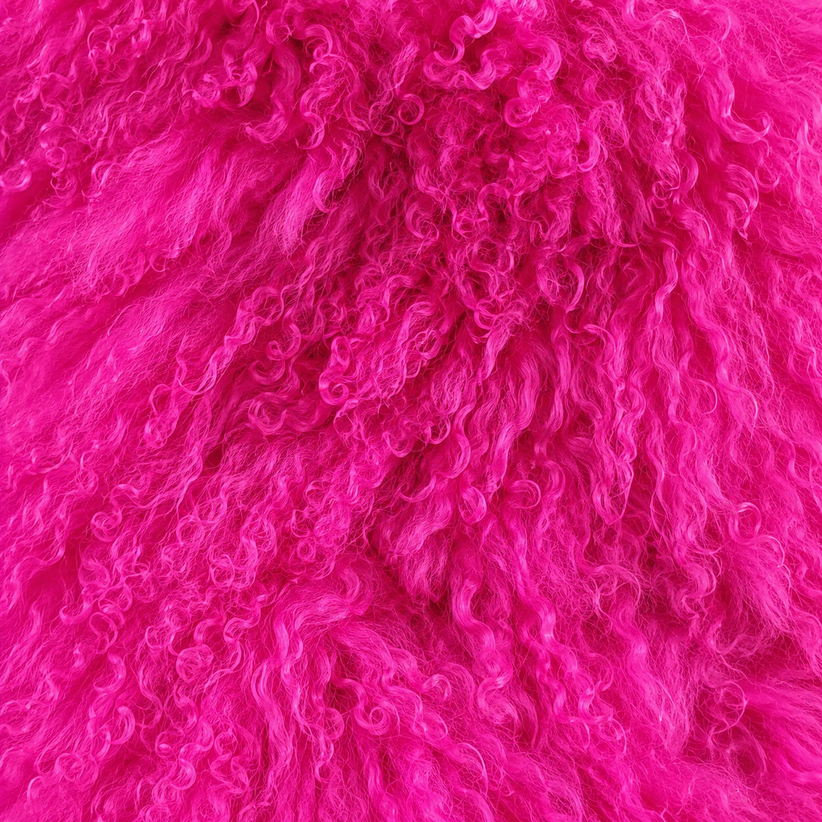 Hot pink Mongolian/Tibetan Lamb Fur Sheepskin Plate - 2' × 2'