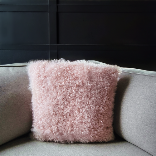 Kalgan lamb Fur Pillow 20" x 20" Double Sided — Pale Pink