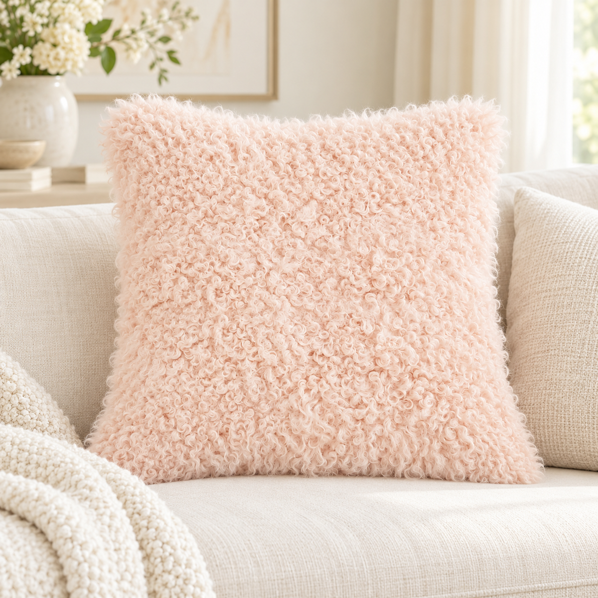Kalgan Lamb Fur Pillow – 20″ × 20″ – Double-Sided
