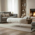 Tibetan Mongolian Lamb White Fur Acrylic Bench