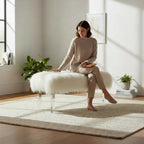 Tibetan Mongolian Lamb Fur Acrylic Bench 35"