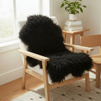 Tibetan Mongolian Lamb Fur Pelt Sheepskin — Black