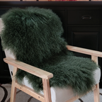 Tibetan Mongolian Lamb Fur Pelt Sheepskin — Olive Green