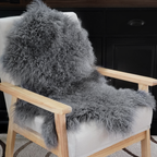 Tibetan Mongolian Lamb Fur Pelt Sheepskin — Grey