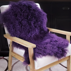 Tibetan Mongolian Lamb Fur Pelt Sheepskin — Purple