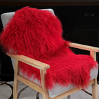 Tibetan Mongolian Lamb Fur Pelt Sheepskin — Red