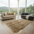 Tibetan Mongolian Lamb Fur Rug - 4' x 6' — Dark Beige