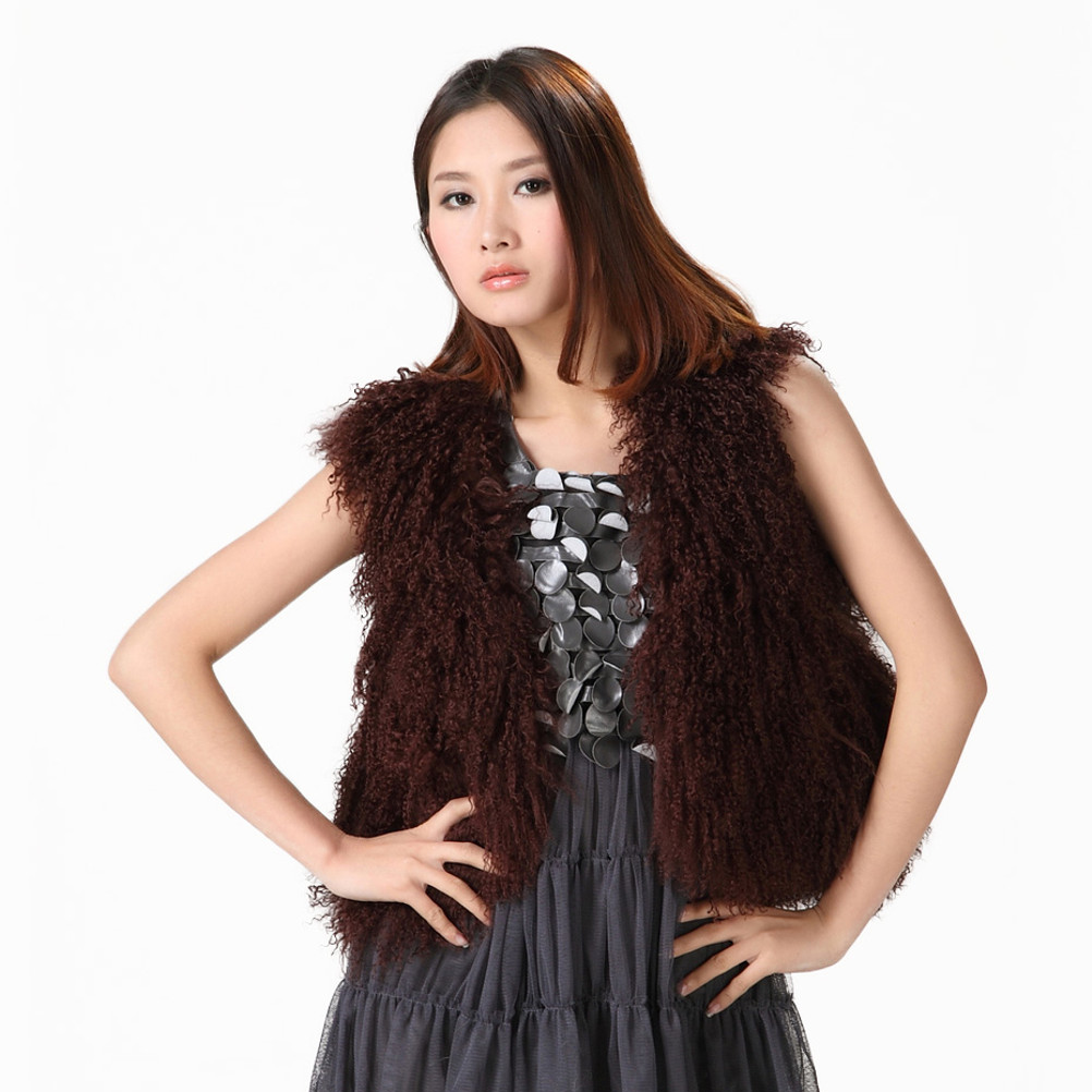 20" Tibetan Mongolian Lamb Fur Vest — Mocha