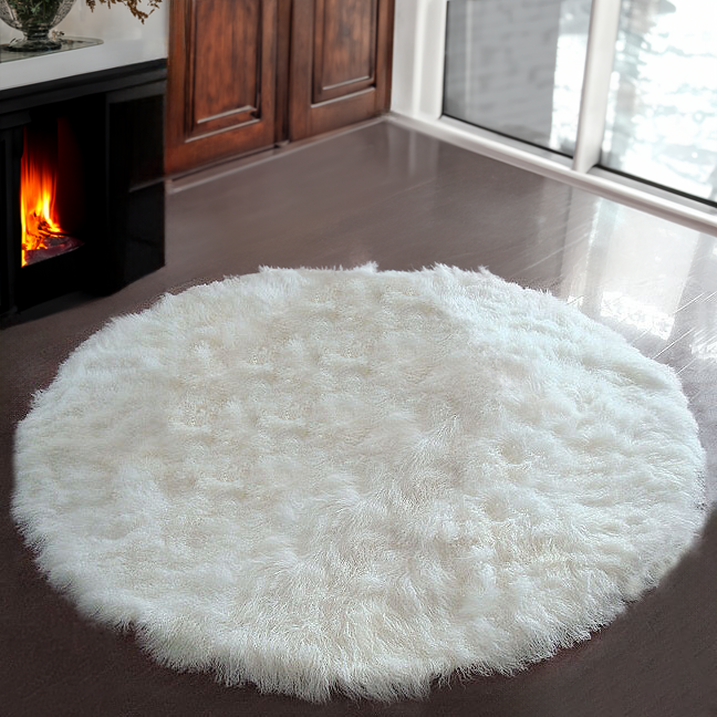 Mongolian Lamb Fur Round Rug