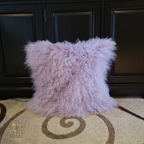 20" x 20" Tibetan Mongolian Lamb Fur Pillow Double Sided — Lupine Purple