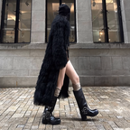 Tibetan Mongolian Lamb Fur Coat Black