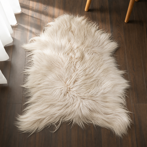 Beige Long Hair Goat Fur Pelt