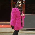 Tibetan Mongolian Lamb Fur Coat Magenta