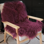Tibetan Mongolian Lamb Fur Pelt Sheepskin — Maroon
