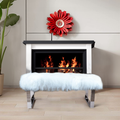 sheepskin lamb fur bench with polished chrome metal legs