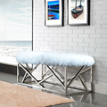 Mongolian Lamb Fur Stainless Steel Bench Chrome