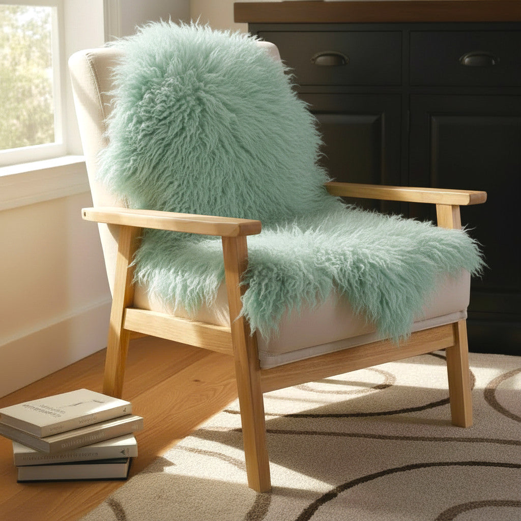 Tibetan Mongolian Lamb Fur Pelt Sheepskin — Mint
