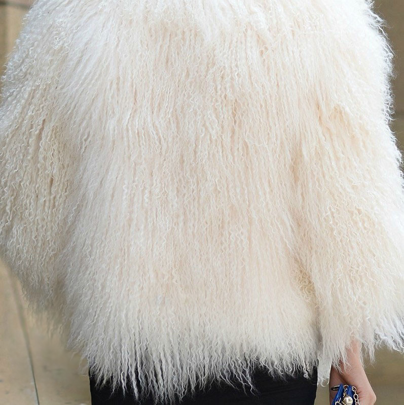 Tibetan Mongolian Lamb Fur Coat closeup
