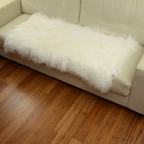 Tibetan Mongolian Lamb Fur Throw 2' x 4' — Natural White