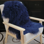 Tibetan Mongolian Lamb Fur Pelt Sheepskin — Navy Blue