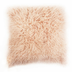 26" x 26" Tibetan Mongolian Lamb Fur Pillow Double Sided — Peach
