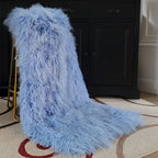 Mongolian/Tibetan Lamb Fur Sheepskin Plate – 2' × 4' - Placid Blue