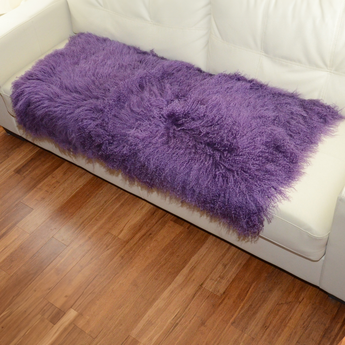 Tibetan Mongolian Lamb Fur Throw 2' x 4' — Purple