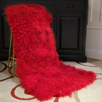 Tibetan Mongolian Lamb Fur Sheepskin Plate 2' x 4' — Red