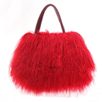 Mongolian Lamb Fur Tote red