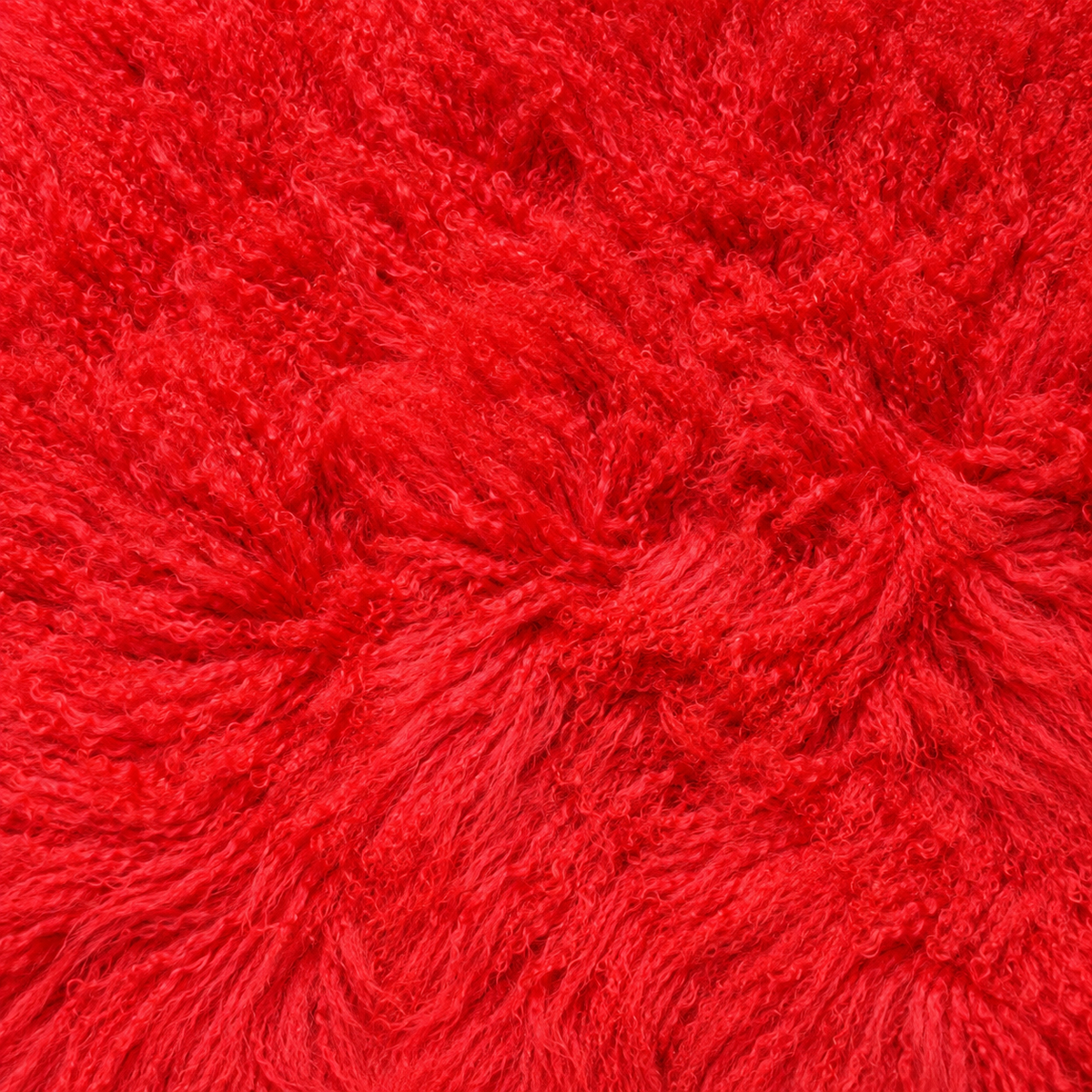 Red Mongolian/Tibetan Lamb Fur Sheepskin Plate - 2' × 2'